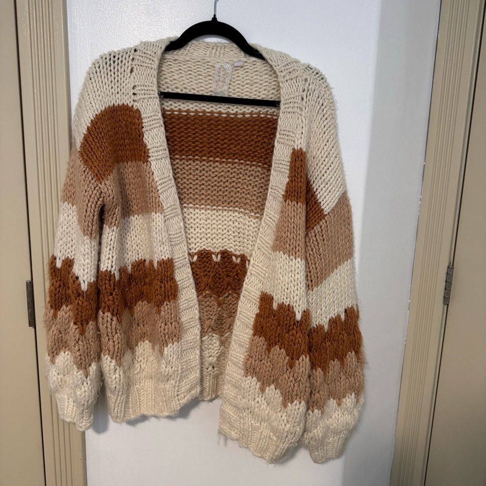 Anthropologie Sadie + Sage Chunky Knit Colorblock Cardigan SIZE XL